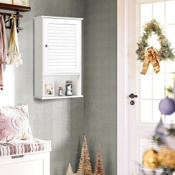 Valkoinen seinäkaappi säädettävillä hyllyillä kylpyhuoneeseen