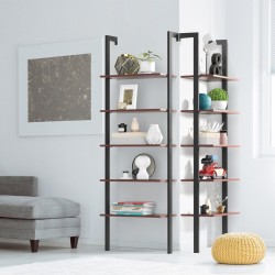 5-tasoinen ruskea tikashylly metallikehyksellä ja vintage-tyylillä