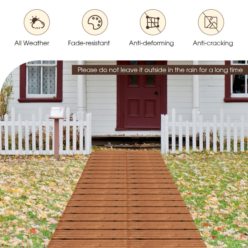 Rullattava säänkestävä puinen puutarhapolku, vaaleanruskea