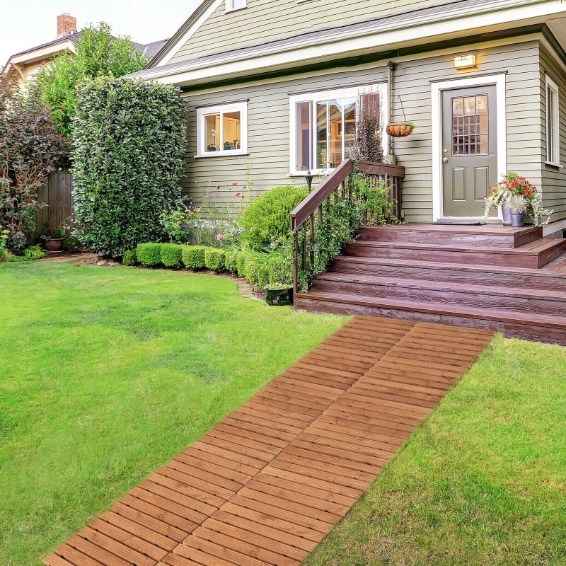 Rullattava säänkestävä puinen puutarhapolku, vaaleanruskea