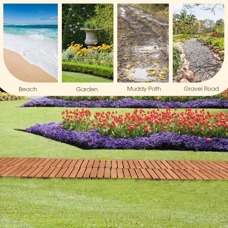 Rullattava säänkestävä puinen puutarhapolku, vaaleanruskea