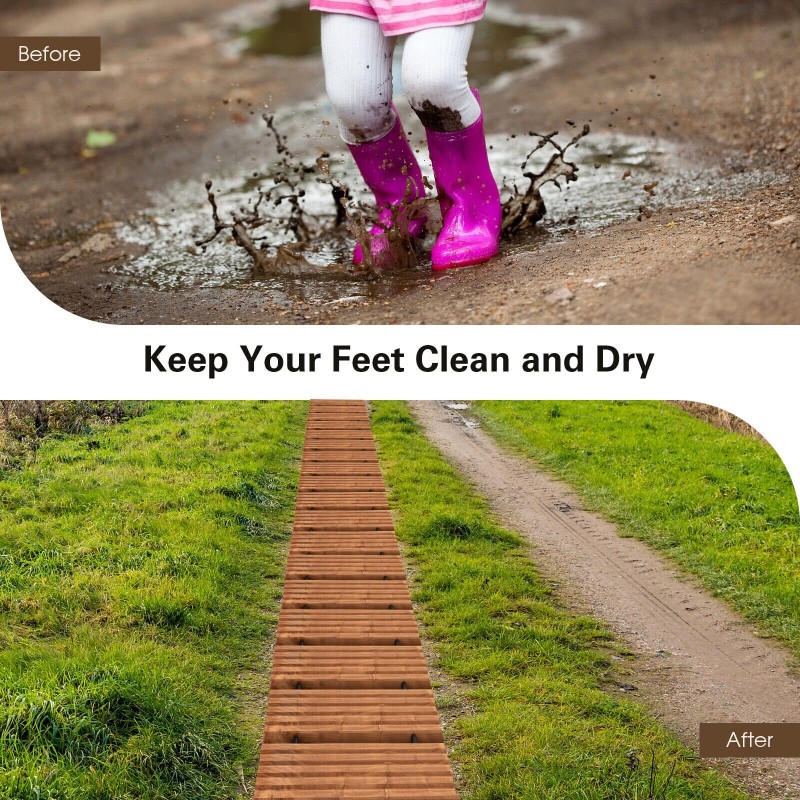 Rullattava säänkestävä puinen puutarhapolku, vaaleanruskea