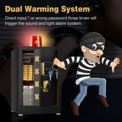 Elektroninen kassakaappi kolmella avausvaihtoehdolla, musta teräsrakenne