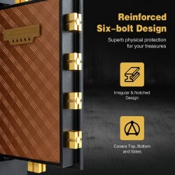 Elektroninen kassakaappi kolmella avausvaihtoehdolla, musta teräsrakenne