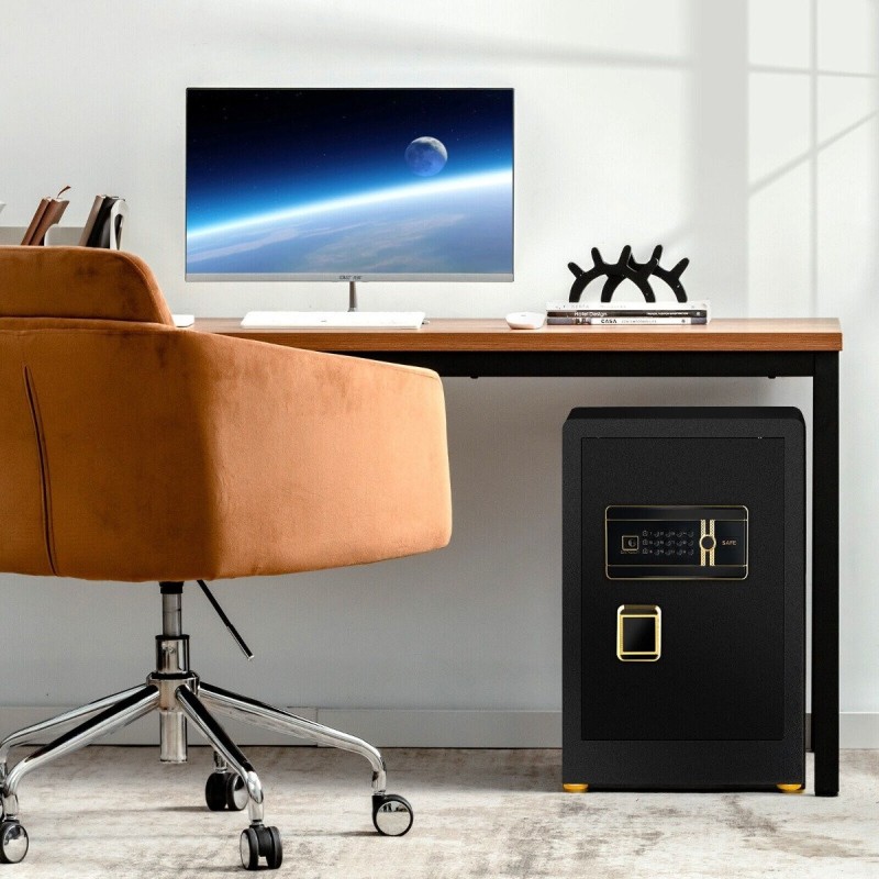 Elektroninen kassakaappi kolmella avausvaihtoehdolla, musta teräsrakenne