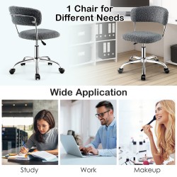 Kääntyvä harmaa sherpa-työtuoli korkeussäädöllä ja pehmusteella