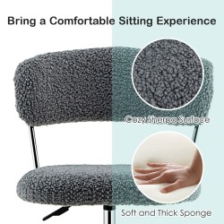 Kääntyvä harmaa sherpa-työtuoli korkeussäädöllä ja pehmusteella