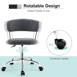 Kääntyvä harmaa sherpa-työtuoli korkeussäädöllä ja pehmusteella