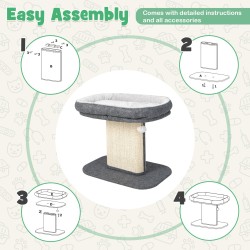 Moderni harmaa kissan raapimispuu pehmeällä istuimella