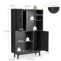 Musta puinen kirjahylly 4 tasoa ja 2 ovea Musta puinen kirjahylly 4 tasoa ja 2 ovea