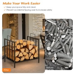 Polttopuuteline kahvoilla ja korotetuilla jaloilla, musta