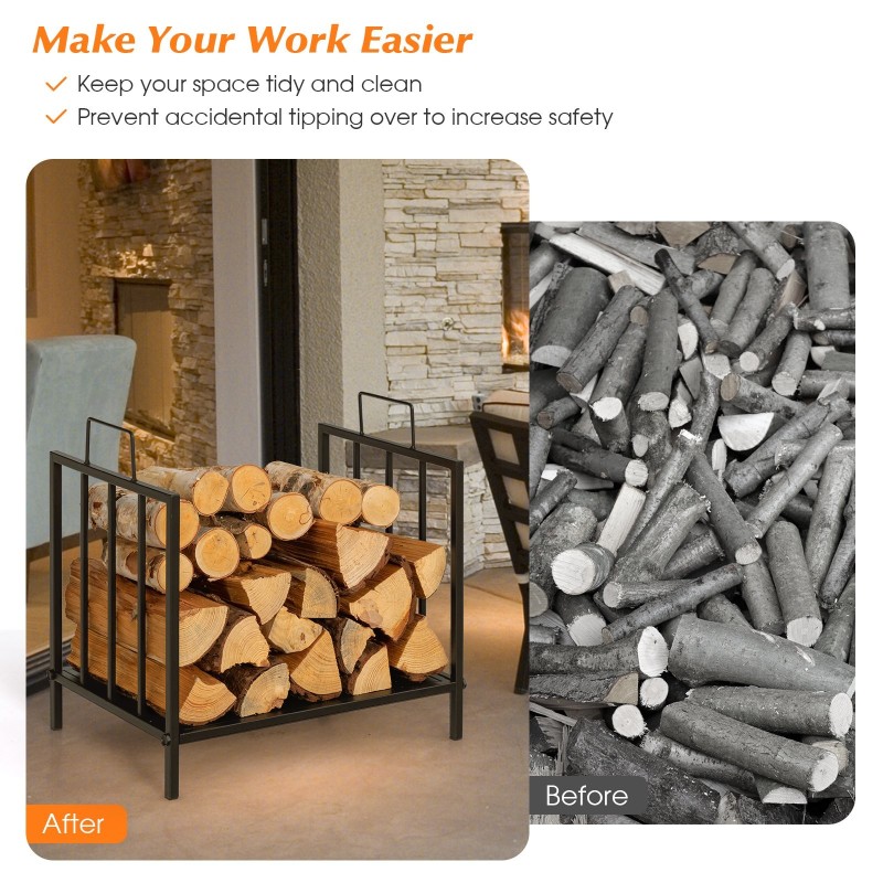 Polttopuuteline kahvoilla ja korotetuilla jaloilla, musta