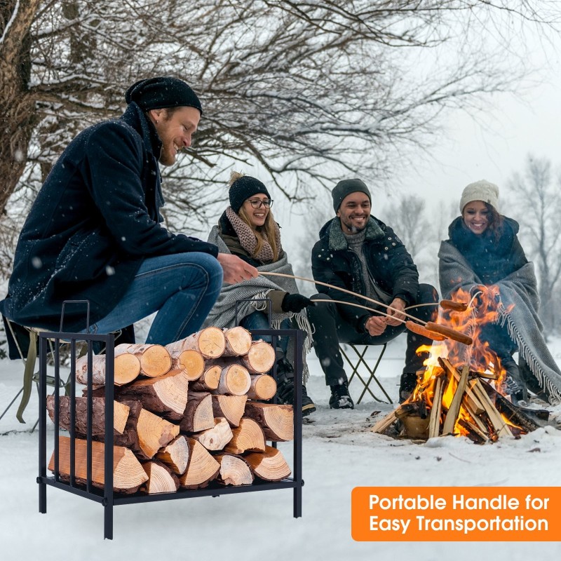 Polttopuuteline kahvoilla ja korotetuilla jaloilla, musta