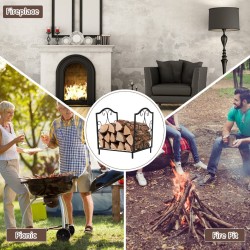 Metallinen polttopuuteline musta sisä- ja ulkokäyttöön