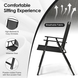 6-osainen musta patio ruokailusetti taittotuoleilla ja varjolla