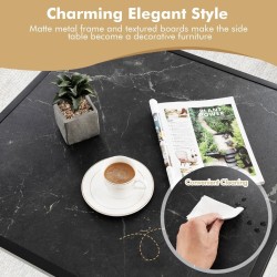 Moderni neliönmuotoinen kahvipöytä tekonahkaisella marmoripinnalla Moderni neliönmuotoinen kahvipöytä tekonahkaisella marmoripinnalla