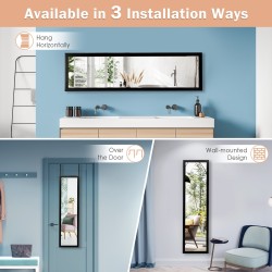 Täyspitkä musta oven päälle ripustettava peili koukuilla