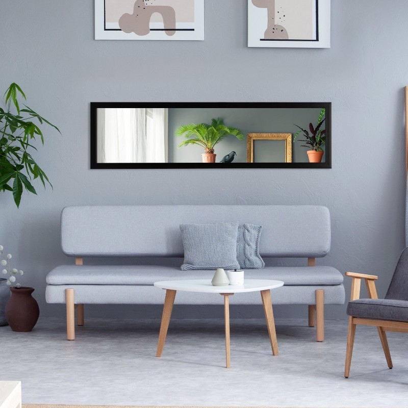 Täyspitkä musta oven päälle ripustettava peili koukuilla