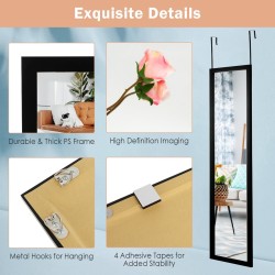 Täyspitkä musta oven päälle ripustettava peili koukuilla