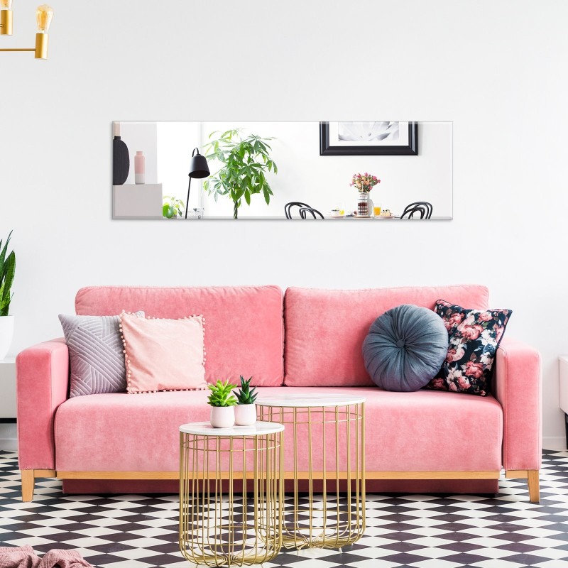 Kehyksetön seinäpeili hopea 110x38cm makuuhuoneeseen