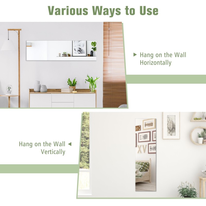 Kehyksetön seinäpeili hopea 110x38cm makuuhuoneeseen