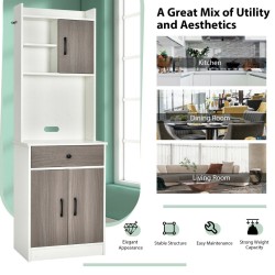 Valkoinen keittiökaappi säädettävillä hyllyillä ja kaapelireiällä