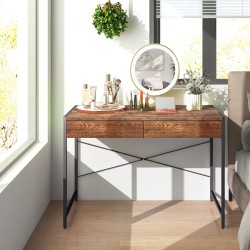 Rustiikkinen ruskea puinen työpöytä kahdella laatikolla