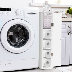 Kompakti vapaasti seisova wc-paperi- ja pyyhekaappi valkoinen Kompakti vapaasti seisova wc-paperi- ja pyyhekaappi valkoinen