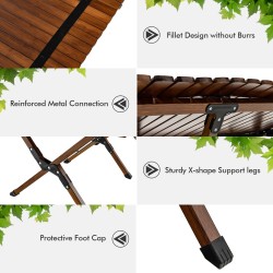 Kokoontaitettava bambu retkipöytä kantolaukulla kahvinvärinen