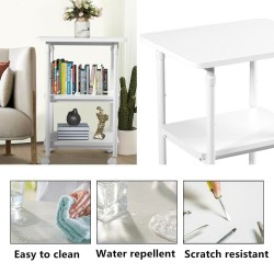 Kolmitasoinen säädettävä tulostinteline pyörillä, valkoinen