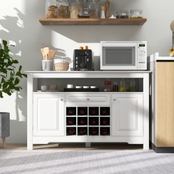 Valkoinen monikäyttöinen viinikaappi irrotettavalla viinitelineellä