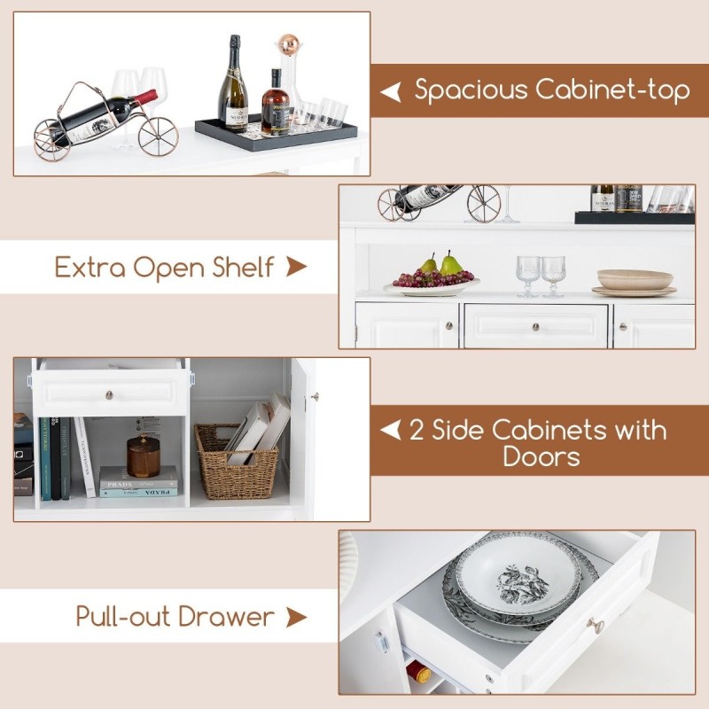 Valkoinen monikäyttöinen viinikaappi irrotettavalla viinitelineellä