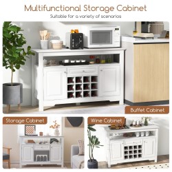 Valkoinen monikäyttöinen viinikaappi irrotettavalla viinitelineellä