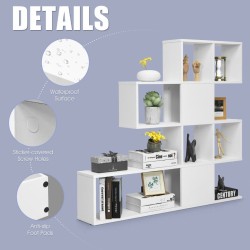 Valkoinen 5-tasoinen tikapuumallinen kirjahylly kotiin ja toimistoon