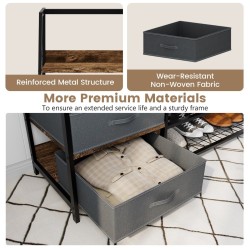 Monikäyttöinen ruskea naulakko 9 koukulla ja 6 hyllyllä