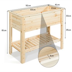 Puinen korkeapee säilytyshyllyllä, luonnollinen mänty, 92x41x81 cm