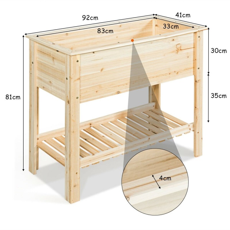 Puinen korkeapee säilytyshyllyllä, luonnollinen mänty, 92x41x81 cm