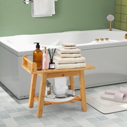 Bambusinen suihkupenkki säilytystilalla, luonnollinen väri