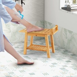 Bambusinen suihkupenkki säilytystilalla, luonnollinen väri