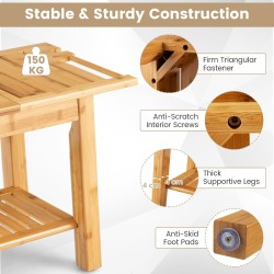 Bambusinen suihkupenkki säilytystilalla, luonnollinen väri