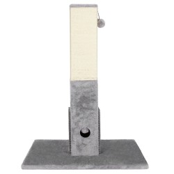 Korkea harmaa kissan raapimispuu hierontakammalla ja palloilla