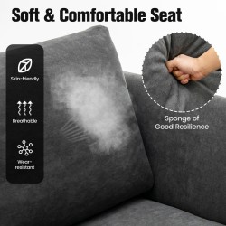 Moderni harmaa 2-istuttava pellavakangassohva ergonomisilla käsinojilla