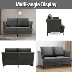 Moderni harmaa 2-istuttava pellavakangassohva ergonomisilla käsinojilla