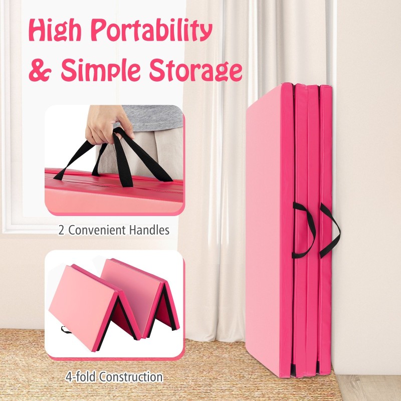 Voimistelumatto irrotettavalla PU-päällisellä, punainen ja vaaleanpunainen