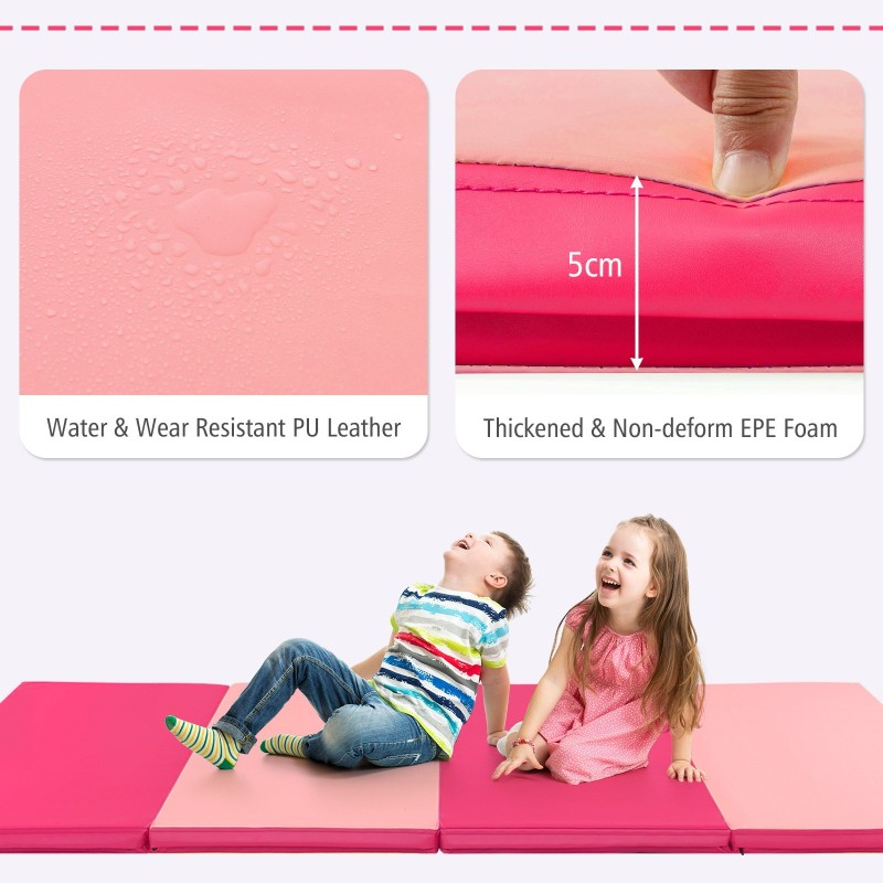 Voimistelumatto irrotettavalla PU-päällisellä, punainen ja vaaleanpunainen