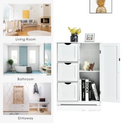 Valkoinen monikäyttöinen kylpyhuonekaappi 3 laatikolla