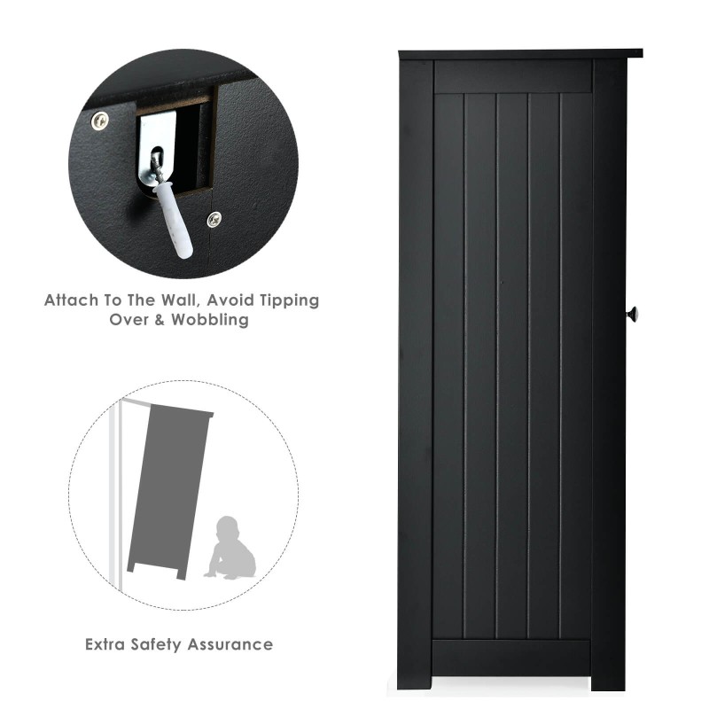 Musta kylpyhuonekaappi 3 laatikolla ja säädettävällä hyllyllä