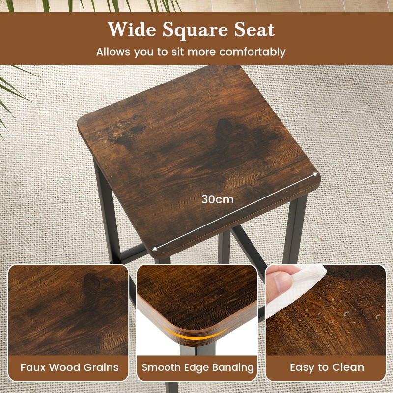 Neljän baarijakkaran setti metallijaloilla, ruskea