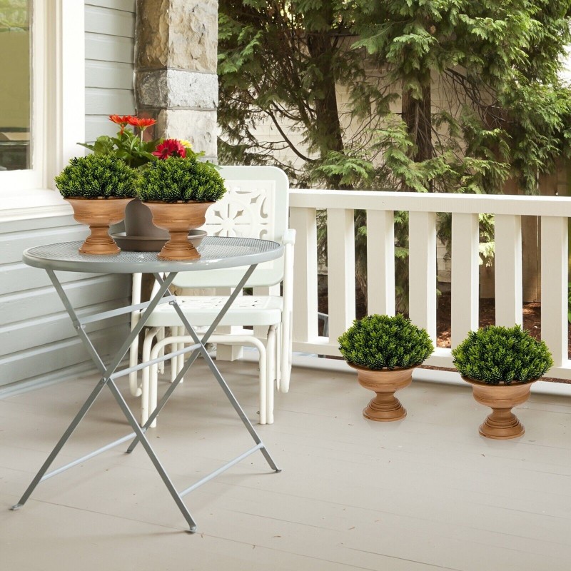 Neljä kappaletta mini tekokuusisetti ruukuilla - vihreä