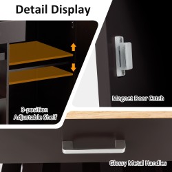 Rullaava keittiösaareke viinitelineellä ja säädettävällä hyllyllä ruskea